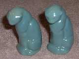 Cat shakers glazed clay blue